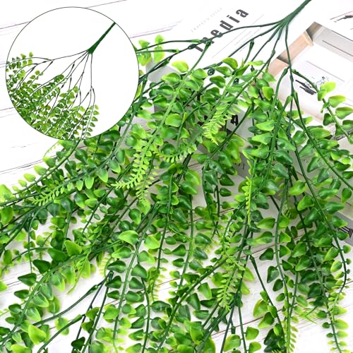Waipfaru 4Pcs Fake Ferns Fake Hanging Plants Artificial Ferns for Outdoors，UV Resistant Plastic Fake Plants for Indoor Wall Porch Wedding Party Holiday Decor - color: Ferns, size: 4Pcs Plants