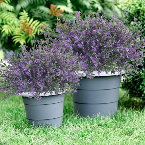 42 Pcs Fake Lavender Flowers Outdoor UV Resistant Faux Plastic Lavender Flowers No Fade Artificial Lavender Purple Plants for Outside Garden Porch Window Box Hanging Planter Decor (Purple) - color: Purple, size: 42 Pcs