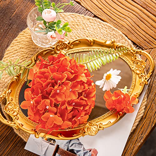 DuHouse Silk Hydrangea Artificial Flower Heads with Stems Fake Hydrangeas Flowers for DIY Wedding Centerpiece Home Decor,Pack of 6(Burnt Orange) - color: Burnt Orange