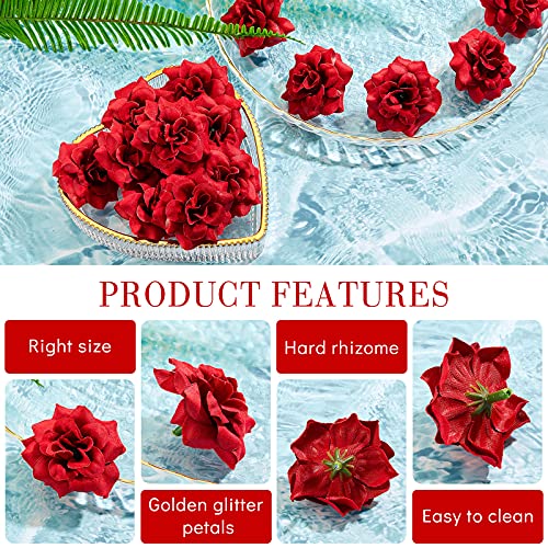 Syhood 100 Pieces Artificial Roses Head 1.77 in Rose Small Silk Fake Floral for Wedding Wall Garland Bouquet Derby Crafts Decorations(Red) - color: Red