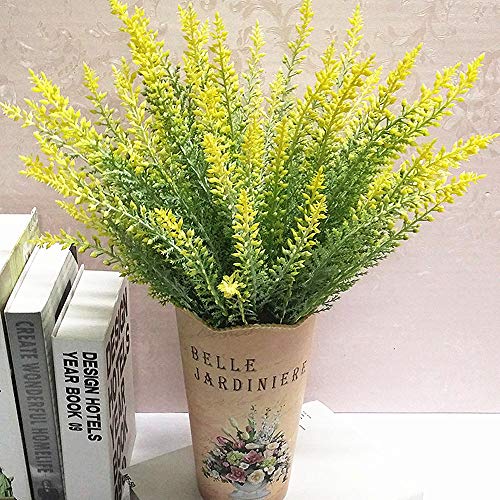 Artificial Flowers Lavender, Fake Flowers for Decoration Faux Flower Plants Plastic Greenery Decorations for Outdoor Garden Outdoors Home Art Floral Arrangements Wedding DIY Bouquet - Yellow 4 Pack - color: Lavender-yellow-4 Pack