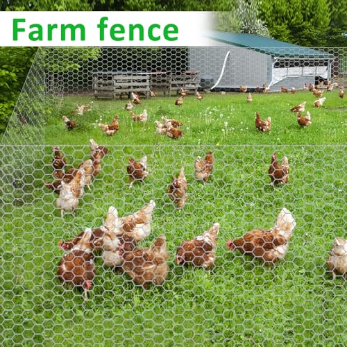 45 in X 100 ft Chicken Wire Fencing Metal Floral Chicken Wire Fence for Crafts 1 Inch Hexagonal Galvanized Poultry Wire Netting for Chicken Coop Barrier Rabbit Cage