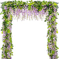 Wisteria Garland 5pack 33Ft Artificial Fake Wisteria Vine Hanging Flowers Fake Vines Plants (Purple) - color: Purple
