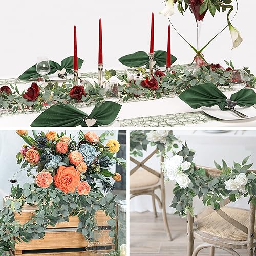 RECUTMS 2Pack Artificial Eucalyptus Garland with Willow Leaves 6Feet Fake Hanging Plant Silk Eucalyptus Willow Leaves Ivy Garland Faux Greenery for Indoor Outdoor Wedding Party Home Table Arch Decor - color: Willow Leaves Eucalyptus Garland 2pack