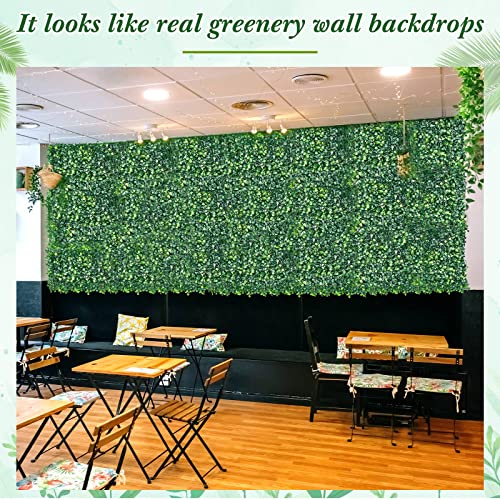 Crowye 48 Pcs 10 x 10 Inch Grass Wall Panel, Artificial Boxwood Wall Panels, Privacy Screen Greenery Backdrop UV Protected Topiary Hedge Plant for Outdoor Indoor Garden Fence Backyard Decor - size: 10 x 10 Inch