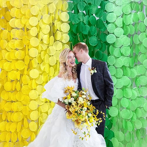 205Ft Yellow Green Party Decorations Ombre Green Yellow Circle Dot Backdrop Garland Tissue Paper Polka Dots Hanging Streamer for Spring Summer Birthday Engagement Wedding Bridal Shower Party Supplies - color: Ombre Yellow Green