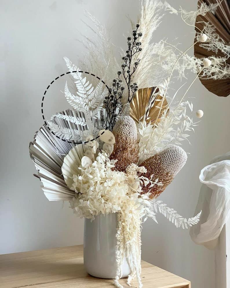 Preserved Real Green Ferns Dried Green Fern Tips Stems Wedding Garlands Home Decorations Bouquets Flower Arrangements Wall Hanging Dried (White)(20 Stems) - color: White-fern-20