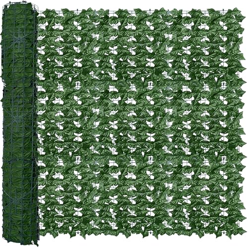 ODTORY Artificial Fence Privacy Screen: 5FT x 20FT UV-Anti Faux Greenery Backdrop Ivy Chain Link Shades Panels for Patio, Balcony, Garden,Deck,Backyard Indoor Outdoor Green Wall Decor - size: 5 ft x 20 ft- Chain Link