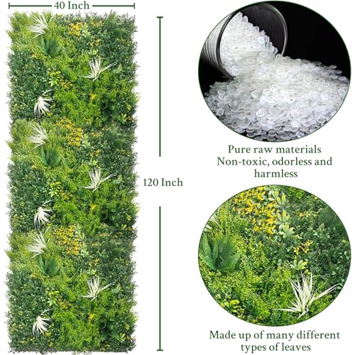 ODTORY Artificial Grass Wall Boxwood Panels: 40" x 120" (33.5 sqft) Greenery Ivy Privacy Fence Faux Backdrop with UV Protection Vine Leaf Hedge for Garden Covering,Outdoor Indoor Home Decor - color: Green A, size: 40x120 in