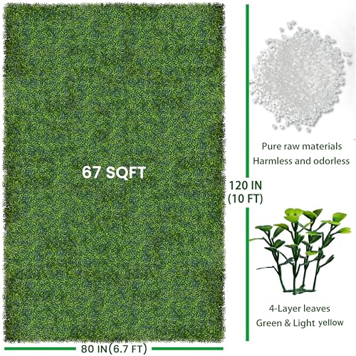 ODTORY Artificial Boxwood Roll Panels: 80 X 120 in(67 sqft) UV-Anti Fake Ivy Privacy Fence Wall Screen for Indoor Outdoor Green Grass Wall Decor & Hedge Fence Covering Privacy - size: 80 X 120 IN