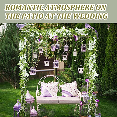 Syhood 4 Pieces 26 ft in Total White Artificial Wisteria Garland Hanging Flowers Vine Wedding Silk Wisteria Hanging Flower for Wedding Arch Home Garden Party Outdoor Decor - color: White