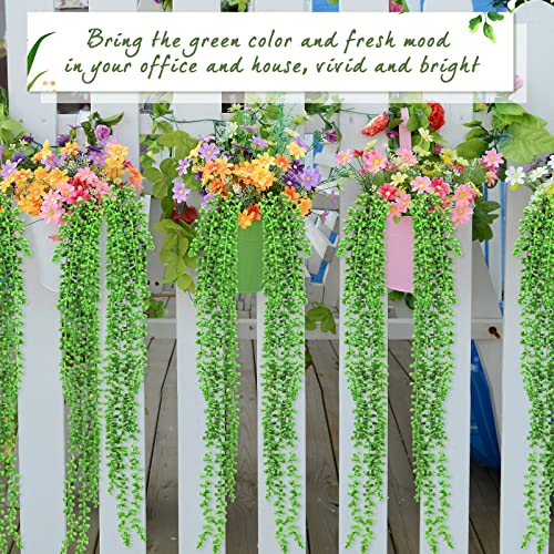Janinka 8 Pcs Artificial Succulents Bulk Hanging Plants 24 Inches Large Fake String of Pearls Fake Plants Wall Greenery Decor for Garden Indoor Outdoor Decoration
