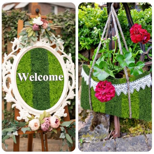 ACRYCS Fake Moss Rug Multicolor 4" x 47" Faux Moss for Table Runner Decorating Green Artificial Grass for Indoor Plants Wall Crafts DIY Table Centerpieces Fairy Woodland Garden Floral Wedding 10x120cm - size: Dark Green, Emerald Green-4" x 47"/10x120 cm