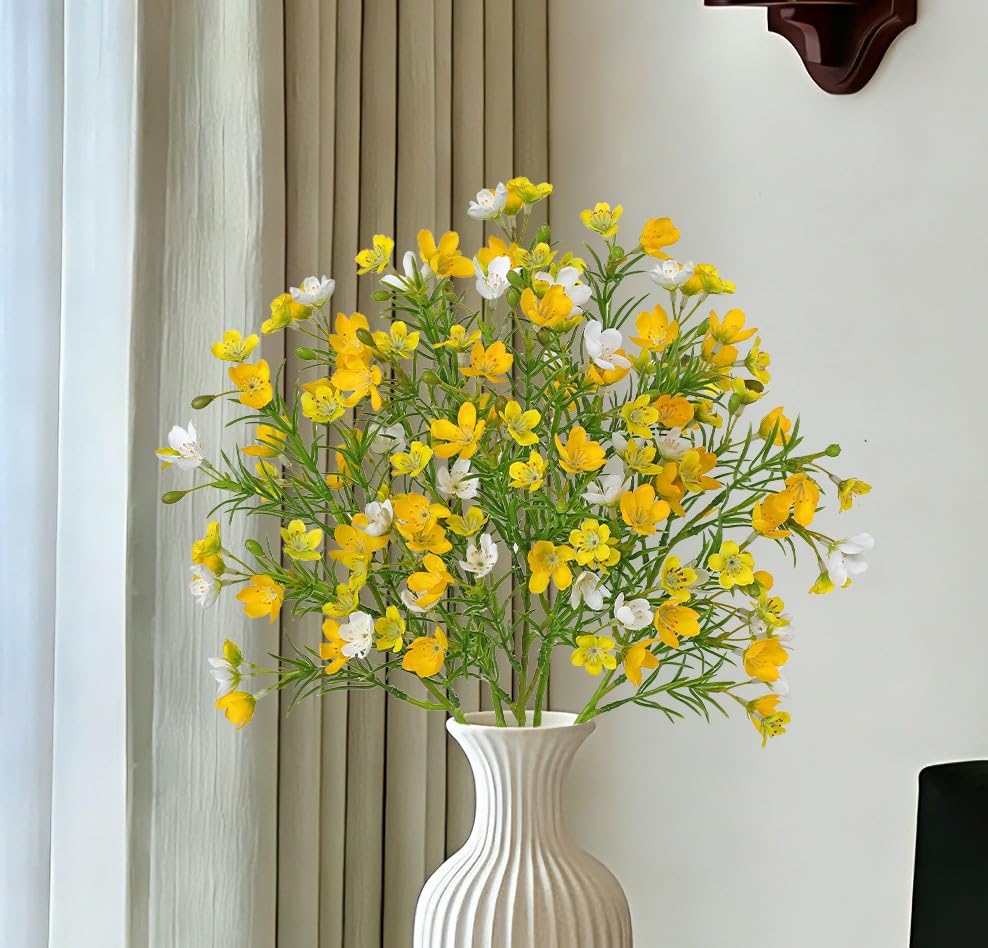 5PCS Wildflowers Artificial Flowers 18 inch Silk Spring Flowers Summer Flower Bouquet for Home Wedding Party Table Centerpieces Floral Arrangements, Yellow - color: Yellow