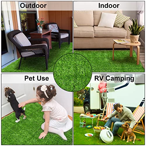 Fasmov Green Artificial Grass Rug Grass Carpet Rug, 3.2' x 6.5' Realistic Fake Grass Deluxe Turf Synthetic Turf Thick Lawn Pet Turf, Indoor/Outdoor Area Rug