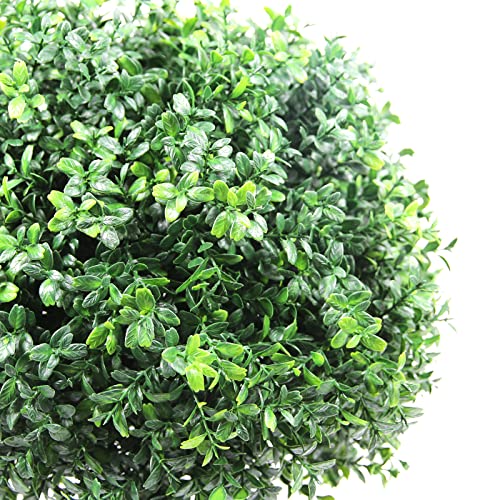 Sunnyglade 21.6” Tall Artificial Boxwood Topiary Ball Tree Set of 2 Pack Potted Bushes UV Resistant Potted Plants for Indoor Outdoor Home Garden(Green) - color: Green