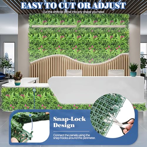 ECOOPTS 20"x20" Faux Ivy Privacy Fence Screen Artificial Boxwood Panels Topiary Hedge Plants for Indoor Outdoor Decoration, 12 Mixed Leaves, 6 Packs - color: #12 Mixed Leaves, size: 20"x20"