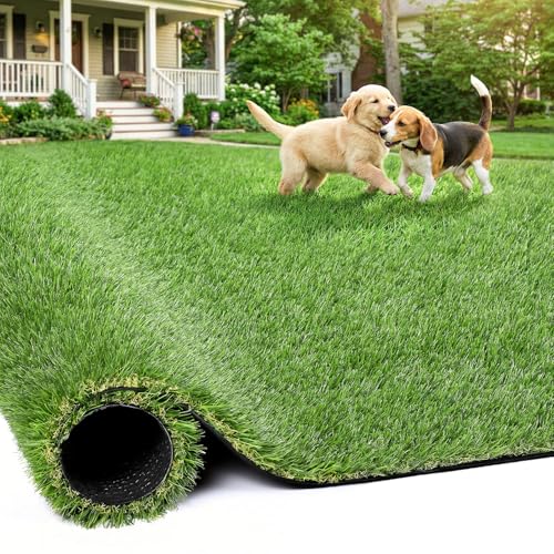 Artificial Grass Rug Indoor Outdoor, 5 x 6FT Faux Grass Turf with Drainage Holes, Realistic Artificial Lawn Rug Dog Pets Mat, Turf Carpet for Garden Lawn Landscape Balcony Patio Backyard Decor - size: 5 ft x 6 ft = 30 Square ft