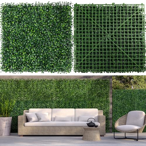 12 Pieces 20” X 20” Artificial Hedge Boxwood Panels Grass Wall Artificial Grass Wall Backdrop Panels Green Greenery Backdrop UV Stable Indoor Outdoor Decor Garden Fence - size: 12 Pieces 20x20