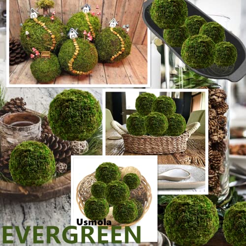 Usmola 18pcs Fake Moss Balls, 6pcs 3.2" Faux Green Balls + 12pcs 2" Artificial Moss Decorative Balls for Centerpiece Bowls (Fresh Green)