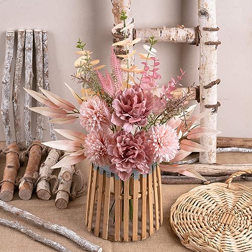 KIRIFLY Artificial Fake Flowers Plants Silk Flower Arrangements Wedding Bouquets Decorations Plastic Floral Table Centerpieces for Home Kitchen Garden Party Décor (Blush) - color: Blush