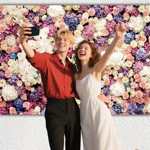 Floral Wall Backdrop 10x6 FT Vibrant Colorful Flower Backdrops for Wedding Large Background Banner for Party Photography Decor Romantic Elegant Design Photo Booth Supply - color: Blue, size: 10x6 ft