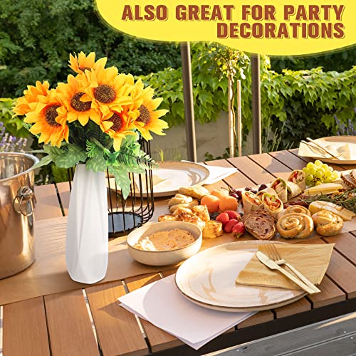 8 Pcs Fake Sunflower Bouquets, 11.8 in Artificial Flower Artificial Sunflower with Stems for Baby Shower Birthday Party Home Kitchen Wedding Decor, Bride Holding Flower, Table Centerpiece