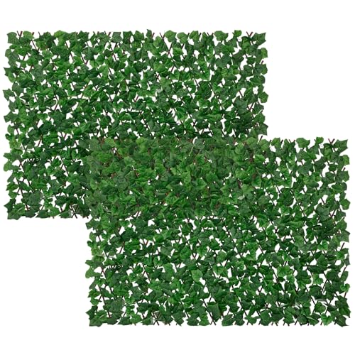 Expandable Fence Privacy Screen for Balcony Patio Outdoor, Greenery Expandable Stretchable Covers Panel Privacy Fence for Balcony Patio Garden, Single Sided Leaves (Green Ivy, 2 Pack) - color: Green Ivy, size: 2 Pack