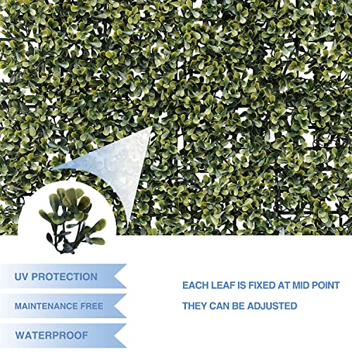 E&K 20" x 20" Artificial Plant Fence Panel Faux Leaves Grass Wall Privacy Screen Panel Decorative for Indoor Outdoor (Pittoso-Yellow, 6 Pcs) - color: Pittoso - Yellow