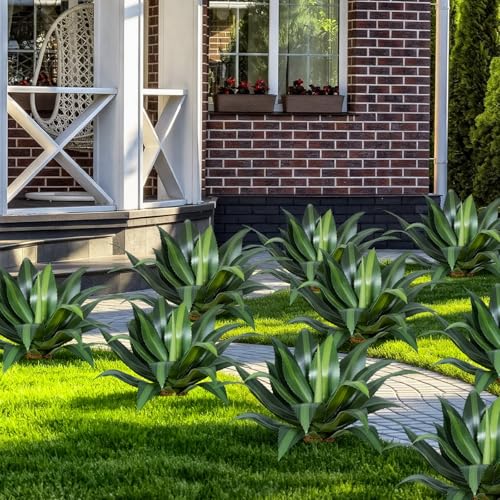 24.8 inch Artificial Agave Outdoor Set Spiky Edged Agave Artificial Plants Suitable for Indoor Home Decor Realistic and UV-Resistant Artificial Succulents Planters Not Included 2 Piece Set - color: Agave Spines, size: 24.8in