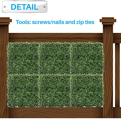 Patio Paradise Artificial Greenery Grass Wall Panels, 20"x20" (6pc) Faux Grass Boxwood Backdrop Fake Ivy Privacy Screen Green Hedge for Indoor Outdoor Décor, Boxwood Single Panel - color: Boxwood Single Panel, size: 20"x20"