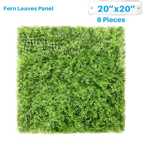 Patio Paradise 20"x20" (6PC) Artificial Grass Wall Panels Greenery Backdrop Faux Boxwood Hedge Fake Ivy Privacy Screen for Outdoor Wedding Décor Photography Background, Fern - color: Fern, size: 20"x20"