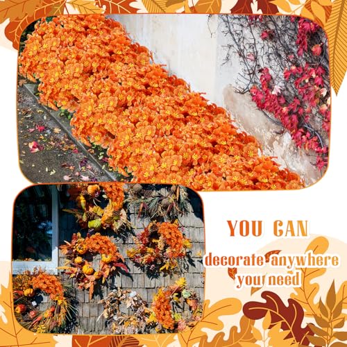 Lyrow 100 Bundles Violet Artificial Flowers, UV Resistant Faux Silk Flowers Outdoor, Fake Violet Bulk for Front Porch Hanging Garden Courtyard Farmhouse Home(Bright Orange) - color: Bright Orange