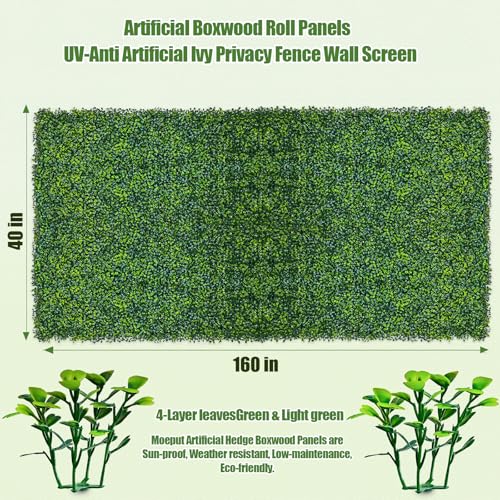 Artificial Ivy Privacy Fence Screen, 40X160 in(43 sqft) UV-Anti Faux Boxwood Roll Panels Greenery Backdrop Vine Leaf Fence Panels Ivy Fence Covering Privacy - size: Ivy 160X40 IN