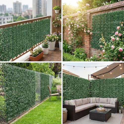 Artificial Ivy Privacy Fence Screen, 3.3ft x 5ft UV-Anti Faux Greenery Backdrop, Used for Patio, Balcony, Garden, Backyard Indoor Outdoor Green Wall Decor - size: 3.3ft x 5ft