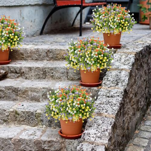 NETAP Outdoor Artificial Flowers UV Resistant, 20 Bundles Fake Realistic Floral Greenery Plants for Outside Porch, Window Boxes, Garden, Yard, Inside Home Table Decor, MixColorA - color: Mixcolora