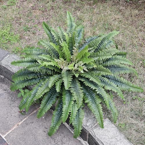 45" Fake Ferns Artificial Plants Large, Artificial Ferns for Outdoors and Indoors, 63 Fronds Faux Fern Greenery Suitable for Planter Hanging Garden Porch Office Decor - color: Dark Green, size: 45inch