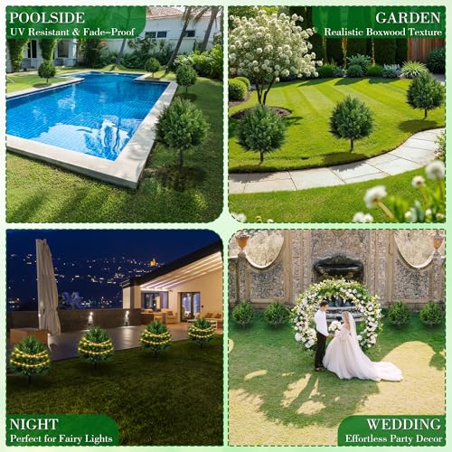 24.8'' Artificial Cedar Topiary Ball Trees, Set of 2 Fake Cypress Bushes Shrubs with Spikes UV Resistant Evergreen Faux Cypress Tree Plants for Planters Front Porch Outside Spring Garden Decor - color: 24" Cypress