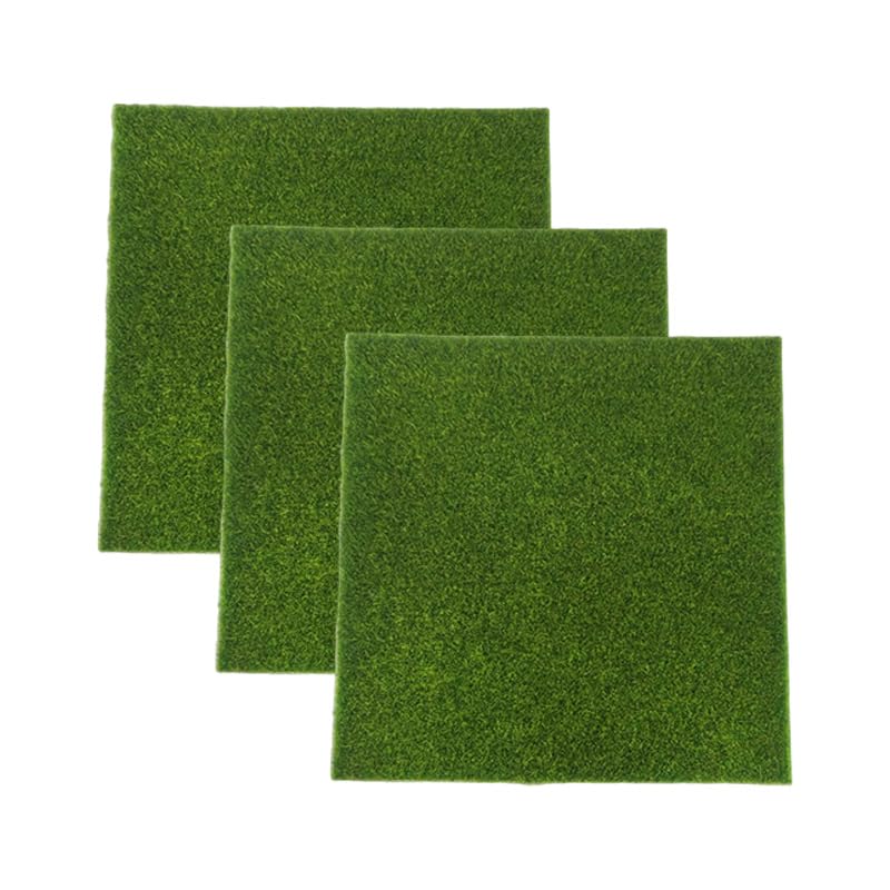 3Pcs Fake Grass Mat,Artificial Grass for DIY Crafts, Miniature Garden and Diorama Decoration(6x6 Inches)