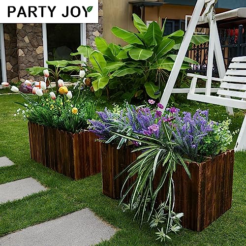PARTY JOY 19 Bunches Fake Plants Outdoor, Fake Bushes UV Resistant Artificial Lavender Flowers Greenery Shrubs Faux Greenery for Outdoor Garden Patio Front Porch Yard Decor - color: Lavender Garden