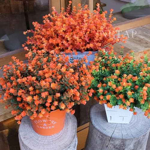 NETAP Outdoor Artificial Flowers UV Resistant, 20 Bundles Fake Realistic Floral Greenery Plants for Outside Porch, Window Boxes, Garden, Yard, Inside Home Table Decor,GreenOrange - color: Greenorange