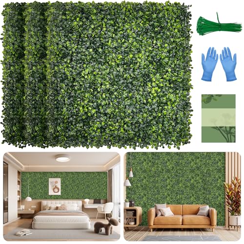 Artificial Grass Wall Panel Screen: 10"x10" 6P (4.2 sqft) UV-Anti Faux Boxwood Panels for Indoor Outdoor Green Wall Decor, Privacy Fence, Patio, Balcony, Party Backdrop - size: 10"x10" 6P