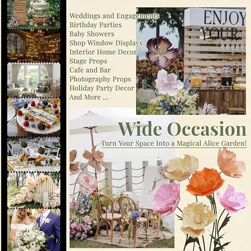 Artificial Giant Flowers for Decoration with Stand, 6 Pcs/Set Large EVA Fake Flowers for Wedding Floral Decor Birthday Easter Party Mother's Day Photography Props Shop Window - size: 6 Pcs/Set - EVA - Orange Set 2