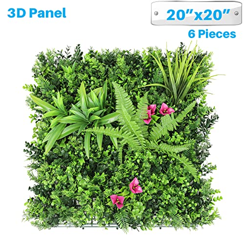 Patio Paradise 20"x20" (6PC) Artificial Grass Wall Panels Greenery Backdrop Faux Boxwood Hedge Fake Ivy Privacy Screen for Outdoor Wedding Décor Photography Background, #12 3D Mixed - color: #12 3D Mixed, size: 20"x20"