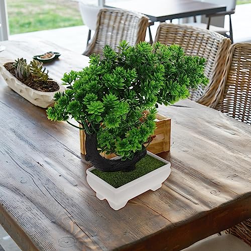 GANAZONO Small Artificial Plants for Home Decor Indoor Mini Artificial Bonsai Tree Japanese Fake Plants for Bedroom Aesthetic - color: Green