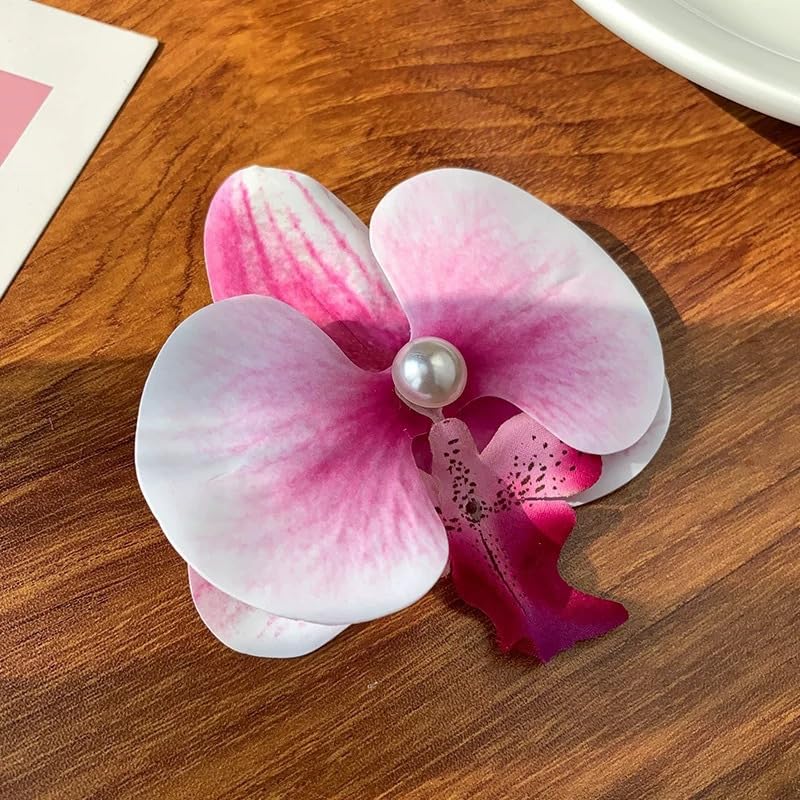 8pcs Hawaiian Flower Hair Clips for Women,Butterfly Orchid Hair Clips Fake Flower for thin thick hair Clips for Wedding Bridal Beach Party - color: 8pcs Butterfly Orchid Flower