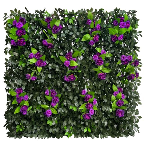 Sumery Expandable Fence Privacy Screen for Balcony Patio Outdoor,Decorative Faux Ivy Fencing Panel,Artificial Hedges (Single Sided Leaves) (1, Branches -Purple Rose) - color: Branches -Purple Rose