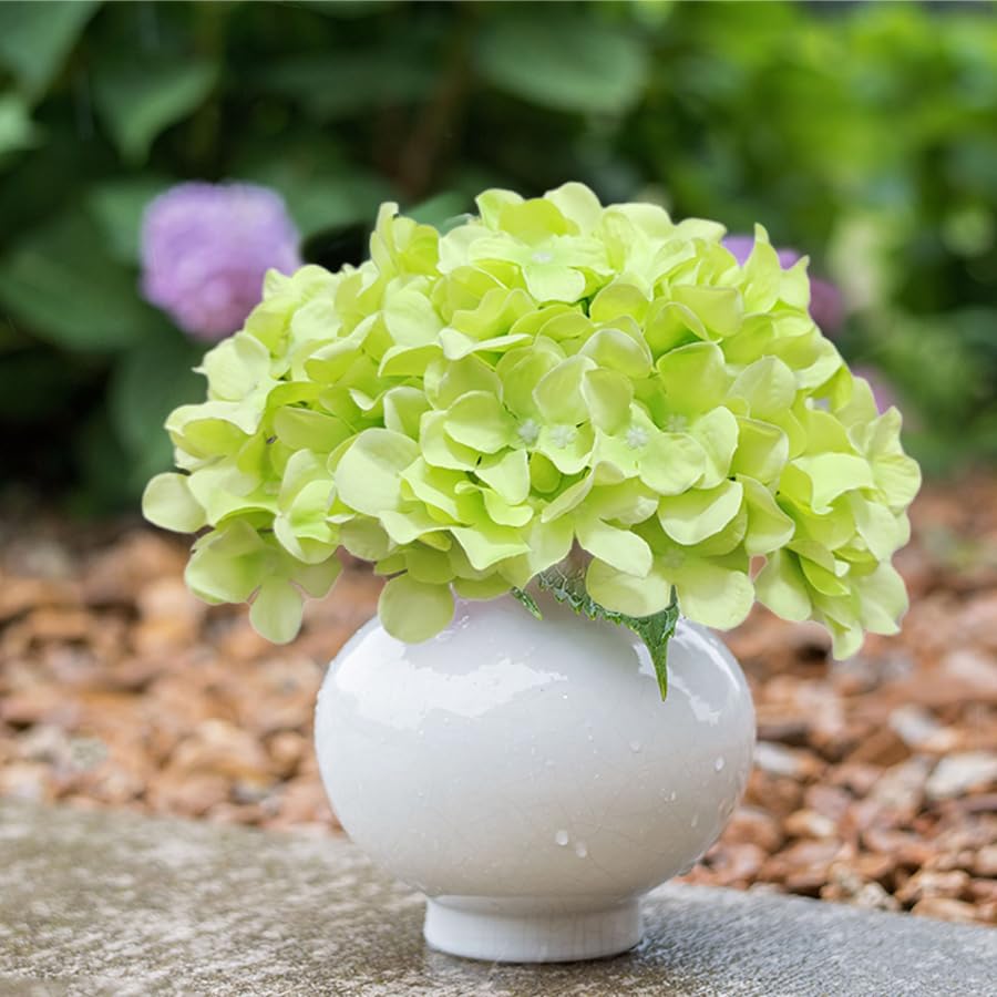 20 Pcs Green Hydrangea Artificial Flowers Bulk, Faux Hydrangea Flowers Heads, Artificial Fake Silk Hydrangea Flowers with Stems, Green Flowers Artificial for Decoration Wedding Décor Crafts - color: Green, size: 20 Pcs