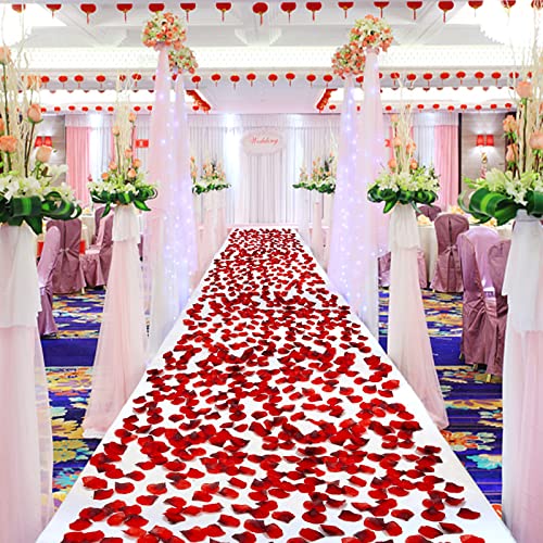Ouddy Decor 5000 Pcs Rose Petals Artificial Flower for Valentine's Wedding Decor Romantic Night Event Anniversary Shower Engagement Party Home Mothers Day Decorations, Deep Red - color: Deep Red