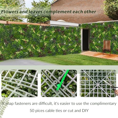 Artificial Grass Wall Boxwood Plant Panel: 20"x20"(24P) UV Resistant Green Leaves Faux for Interior Wall Backdrop,Garden and Indoor Outdoor Wall&Fence Covering Privacy，Party Wall Fence Decor - size: 20"x20"(24P)